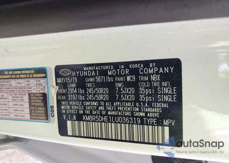 2020 Hyundai Palisade Limited из США, поврежденный, VIN KM8R5DHE1LU036319